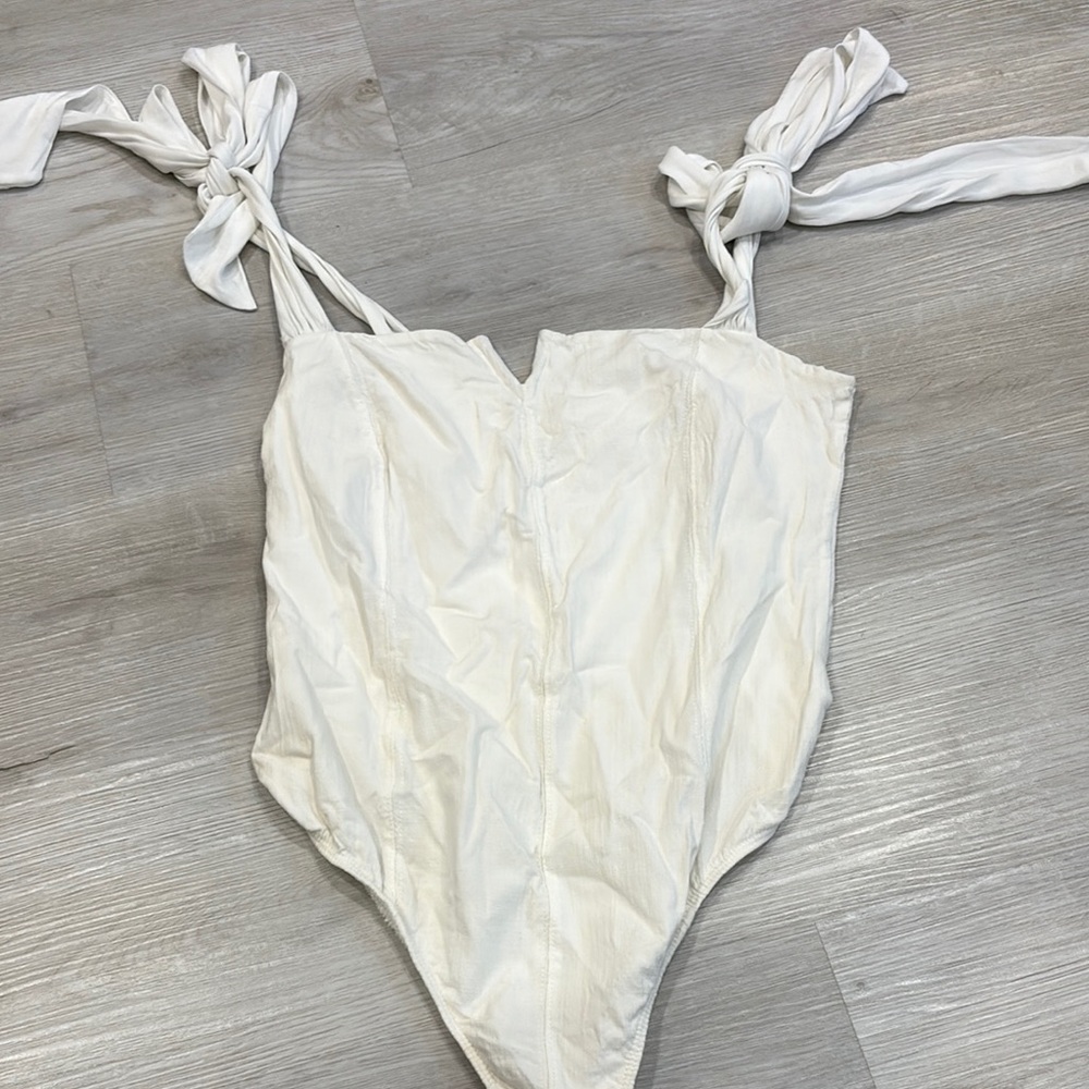 White Tie-Strap Bodysuit